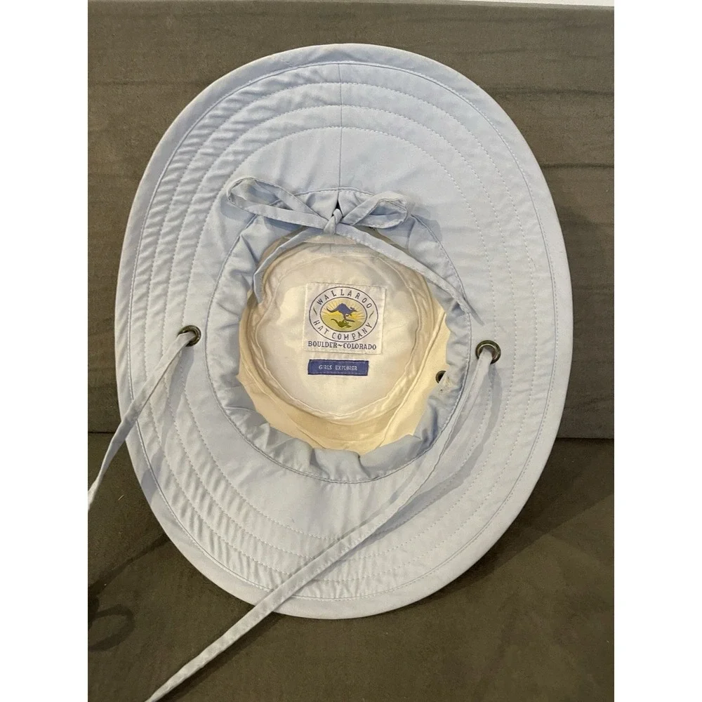 Wallaroo Hat Company Girls Explorer Sun Hat White and Light Blue‎ Adjustable
